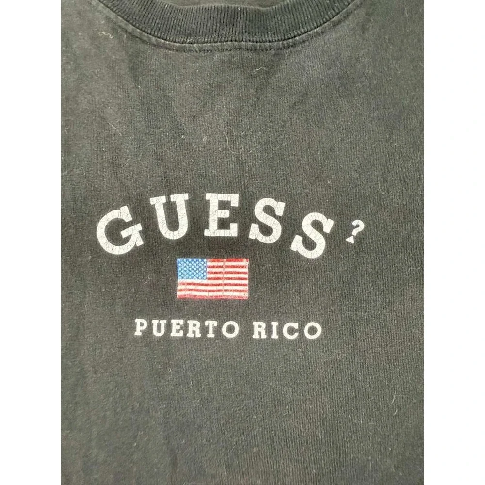 Vintage Guess T Shirt Men M Puerto Rico Flag Logo Black‎ Distressed USA Mexico - Picture 7 of 9
